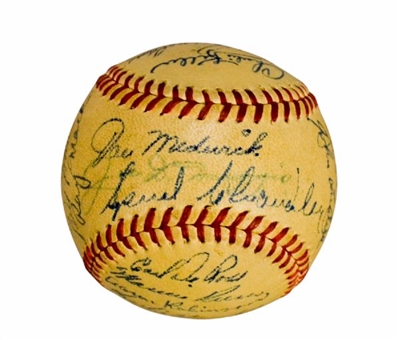 1947 World Series Champion New York Yankees Team-Signed Baseball (29 Signatures including DiMaggio and Rizzuto) 